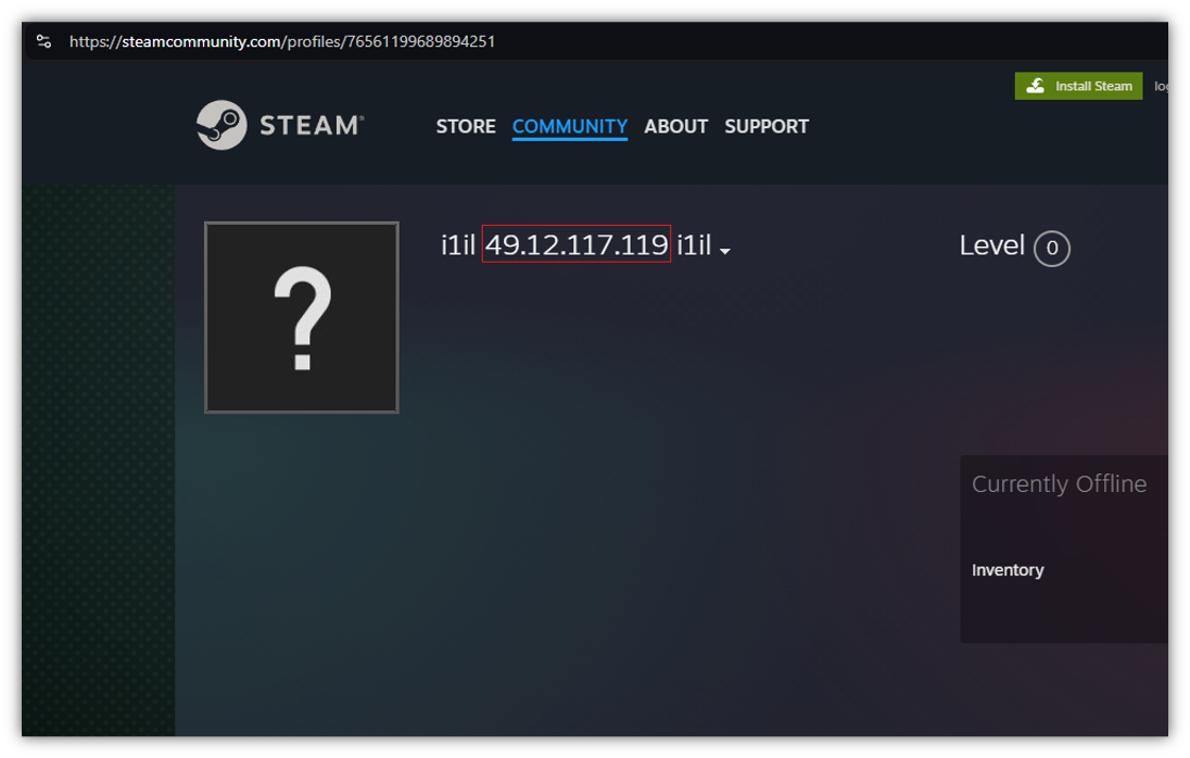 The Steam Username includes a Hetzner-hosted IP address