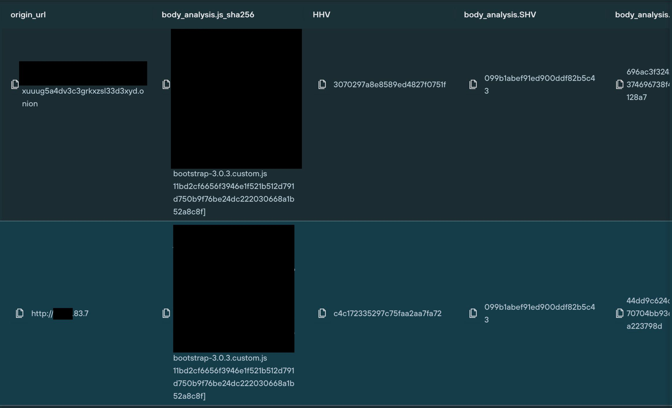 Dark web JavaScript scan