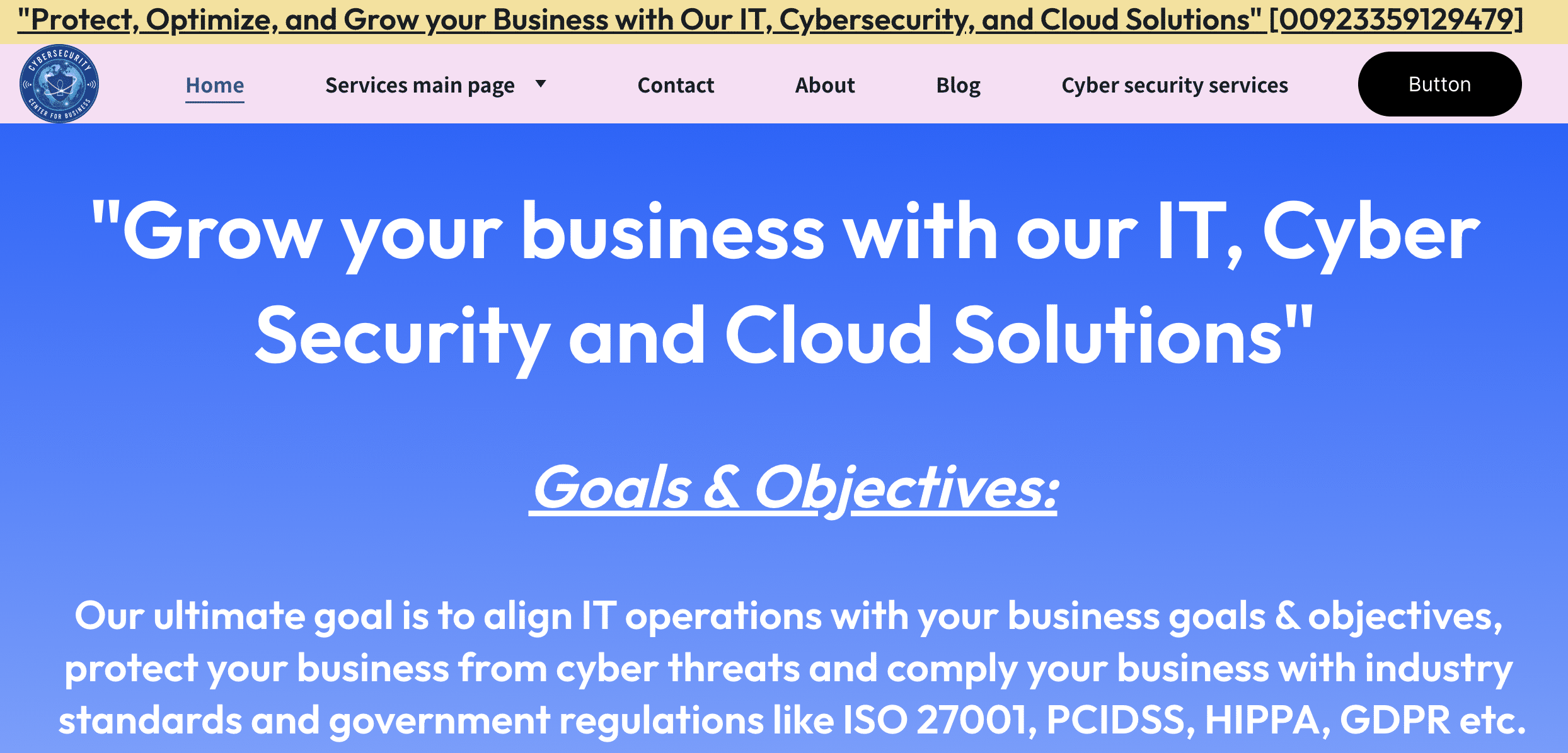 FIN7 landing page for fake cybersecurity company