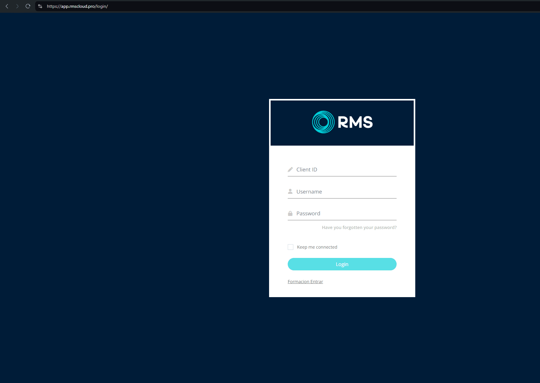 RMS Cloud portal phishing page