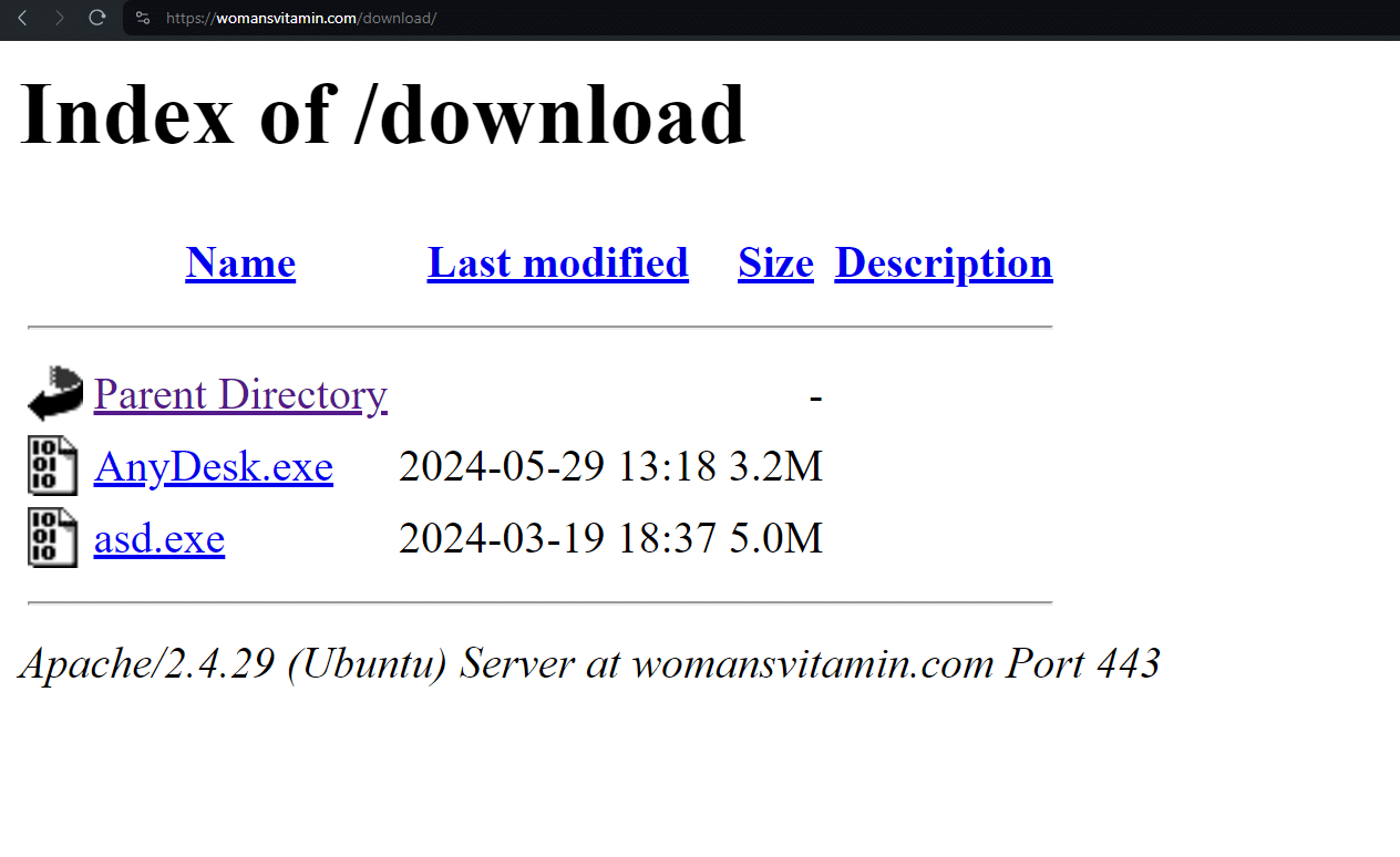 Open directory on womansvitamin[.]com