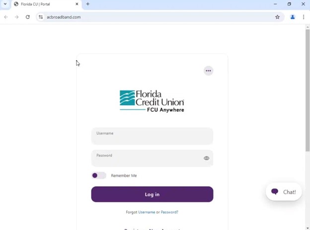 Phishing page targeting Florida Credit Union