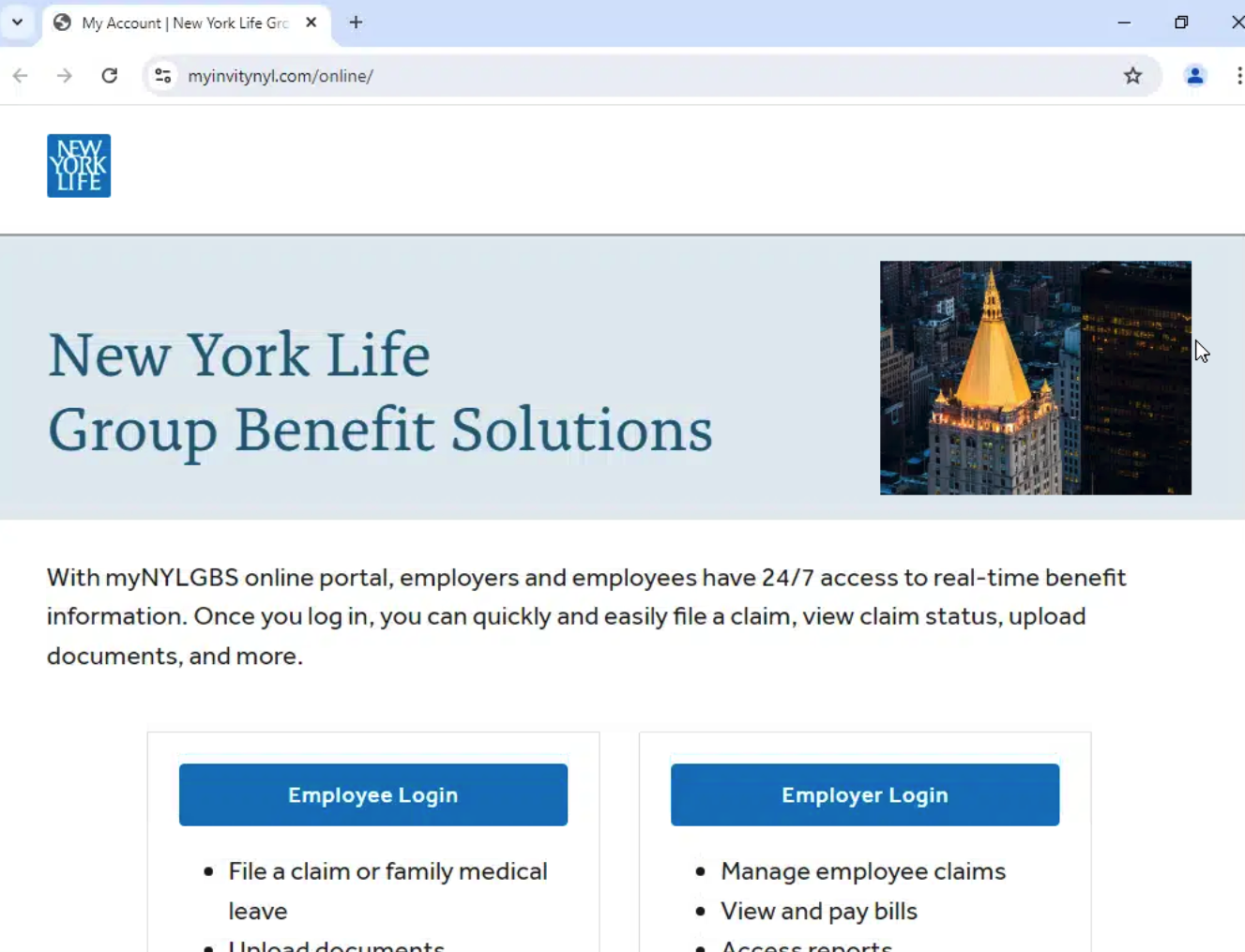 Payroll Pirates payroll scam phishing page targeting New York Life